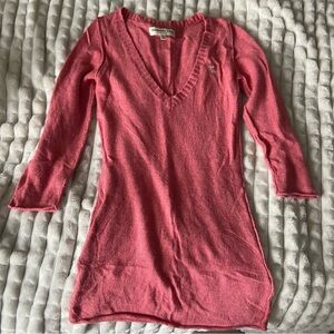 y2k coquette pink abercrombie and fitch v neck top
